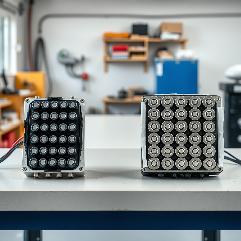 Putekļsūcēja baterijas modulis pirms un pēc