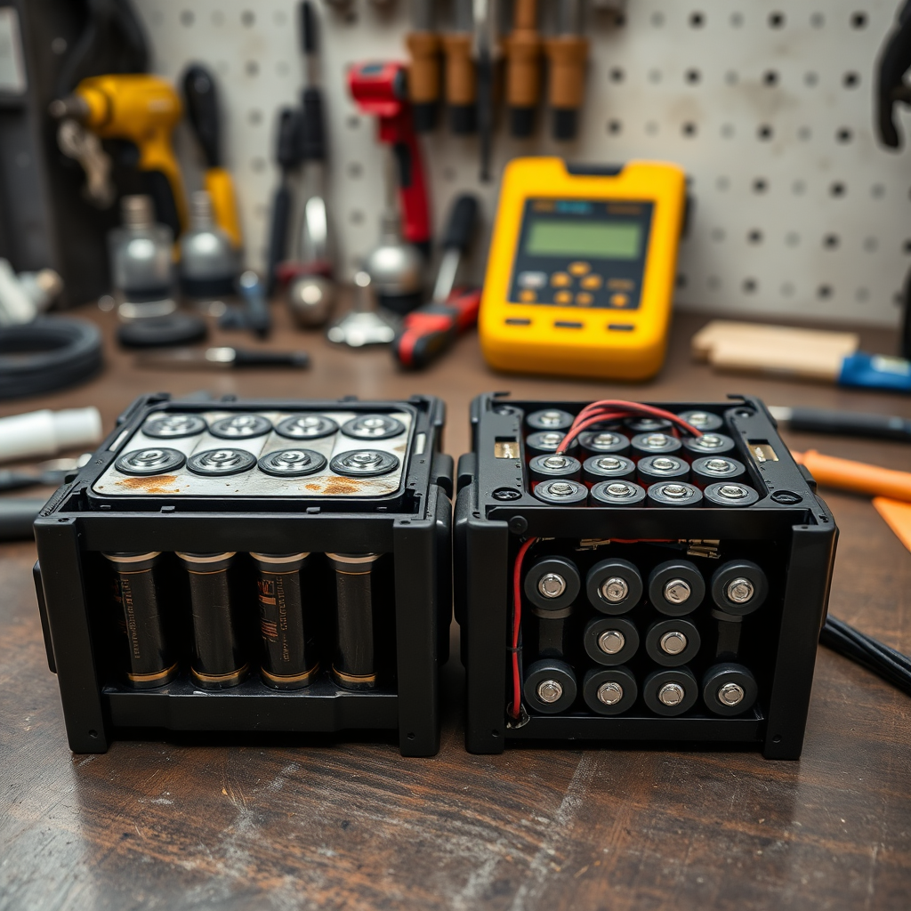 Instrumenta baterija pirms un pēc atjaunošanas